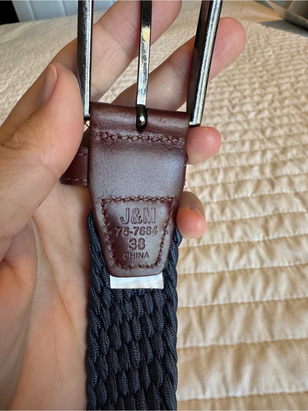 Johnston & Murphy J&M Blue Stretch Woven Belt Size 38 Braided Casual - Picture 2 of 4